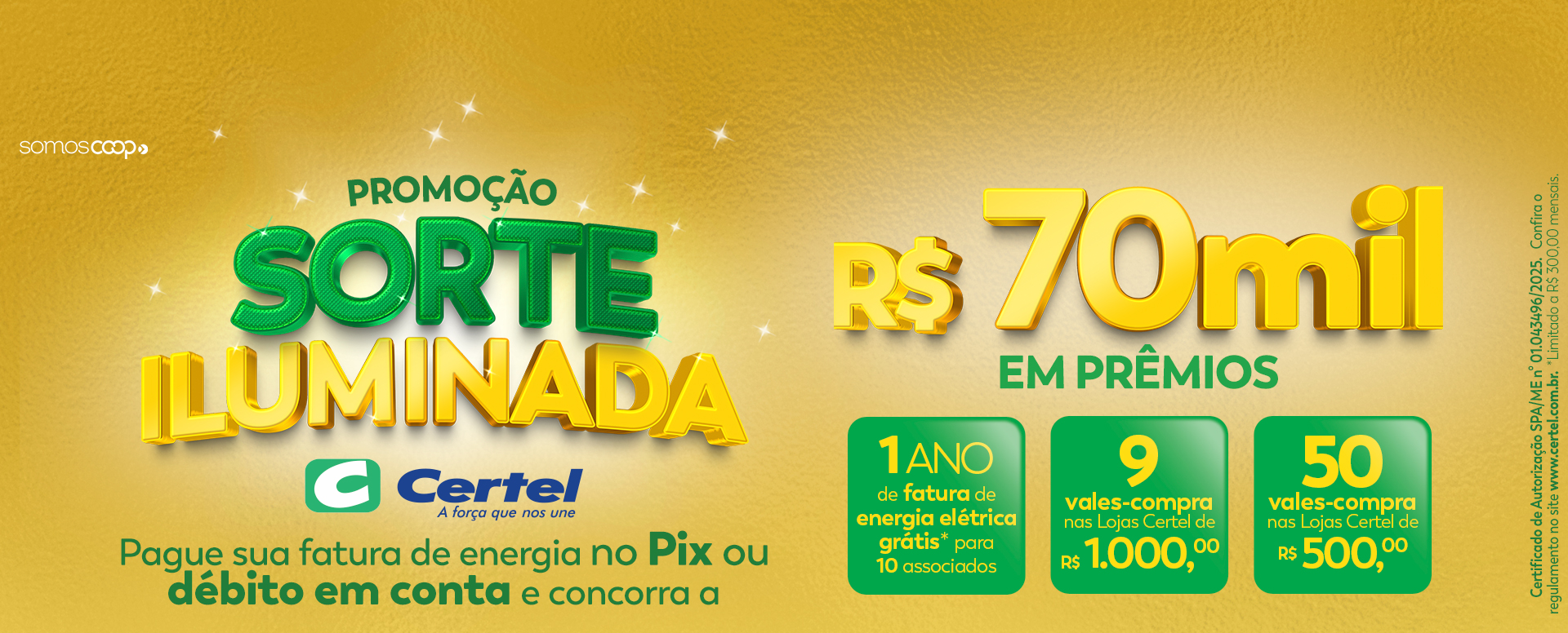 Promoção Sorte Iluminada Certel