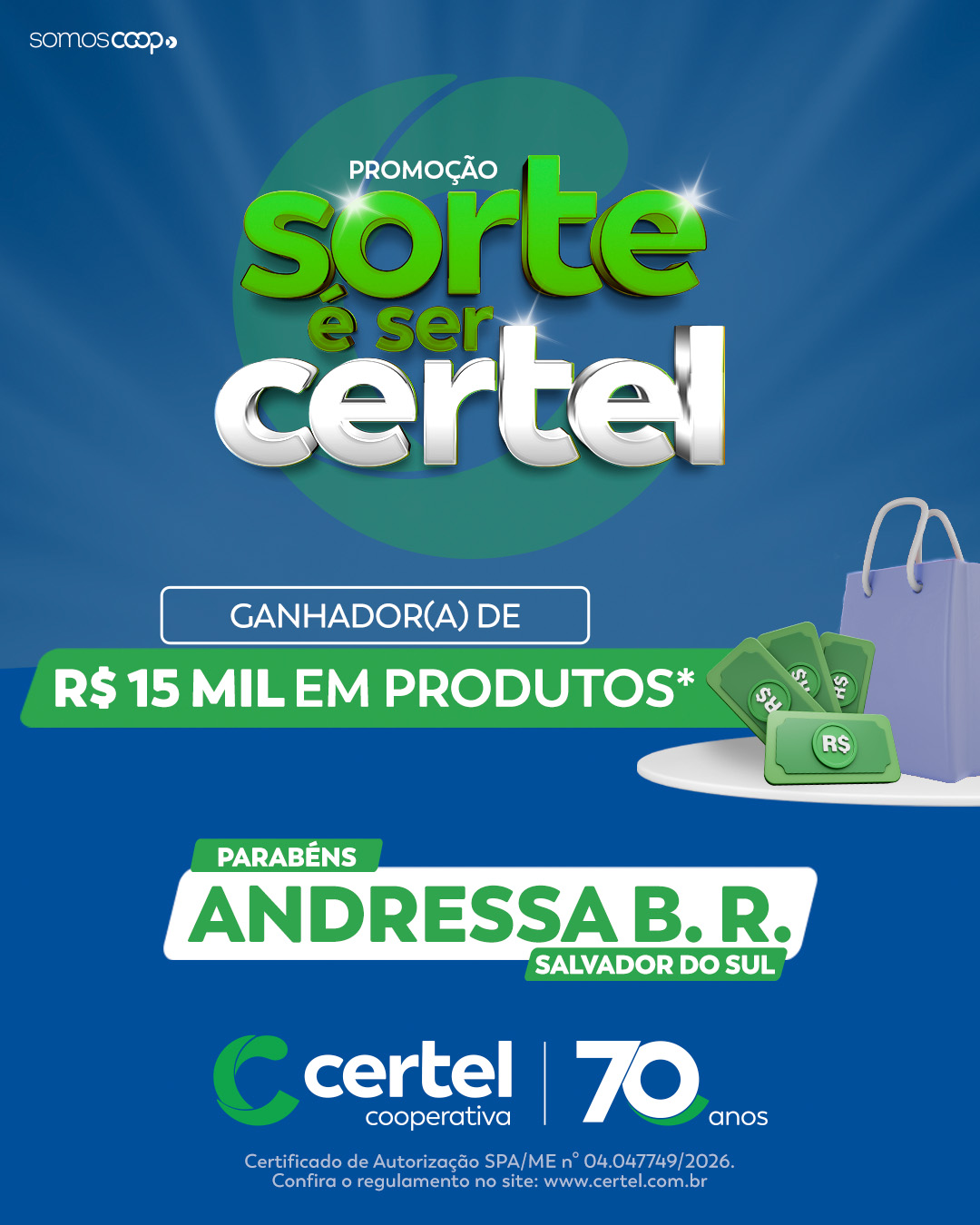 Realizado o primeiro sorteio da promoção “Sorte é Ser Certel”